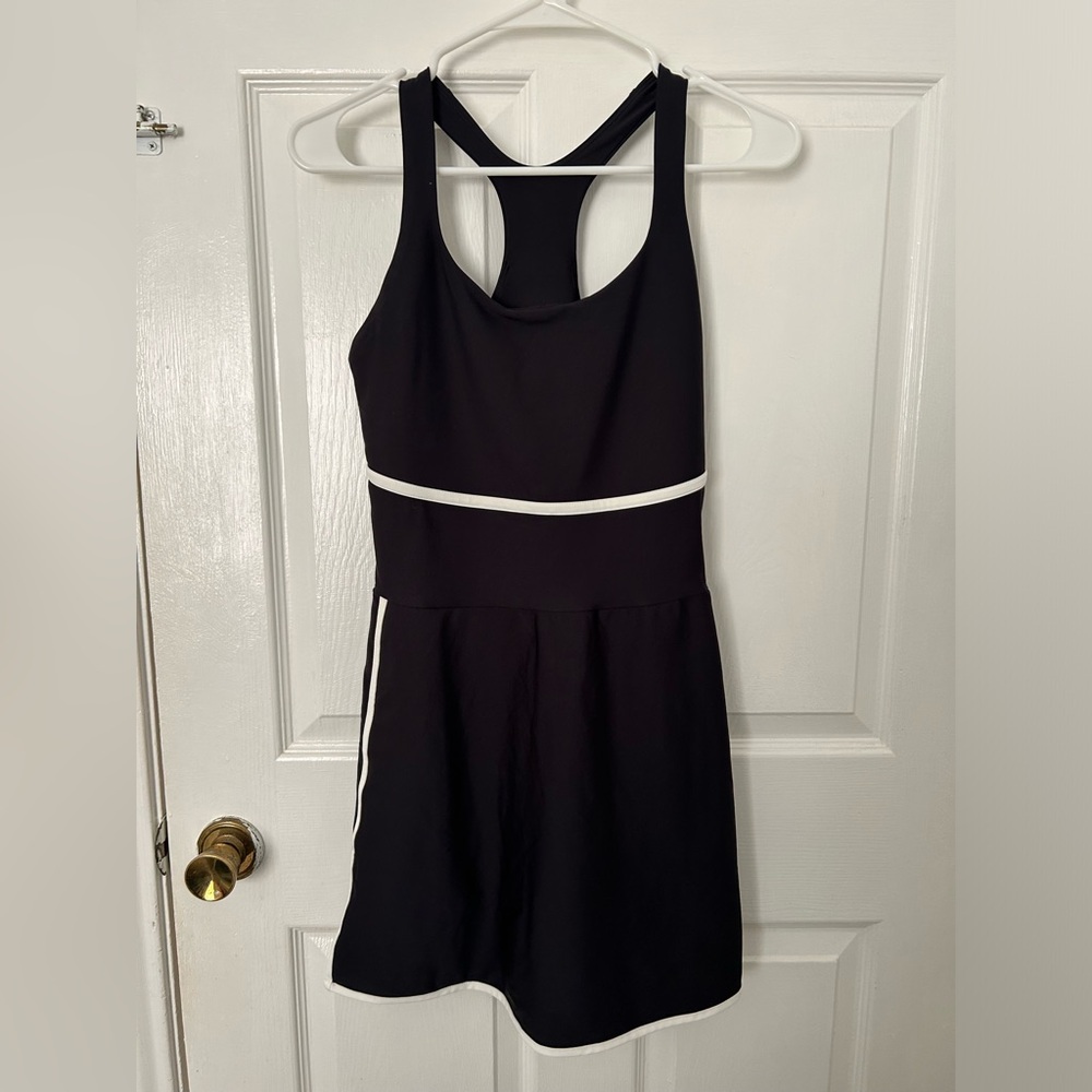 Old Navy Black Racerback Midi Dress with White Trim Accents